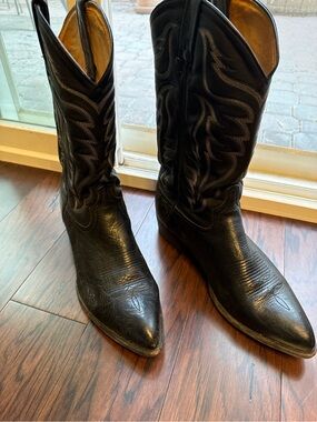Black Men's Western Cowboy Boots - Classic Stitch Detail Vintage Tony Loma